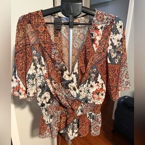 Bcbg bcbgeneration peplum boho chic ruffle top large